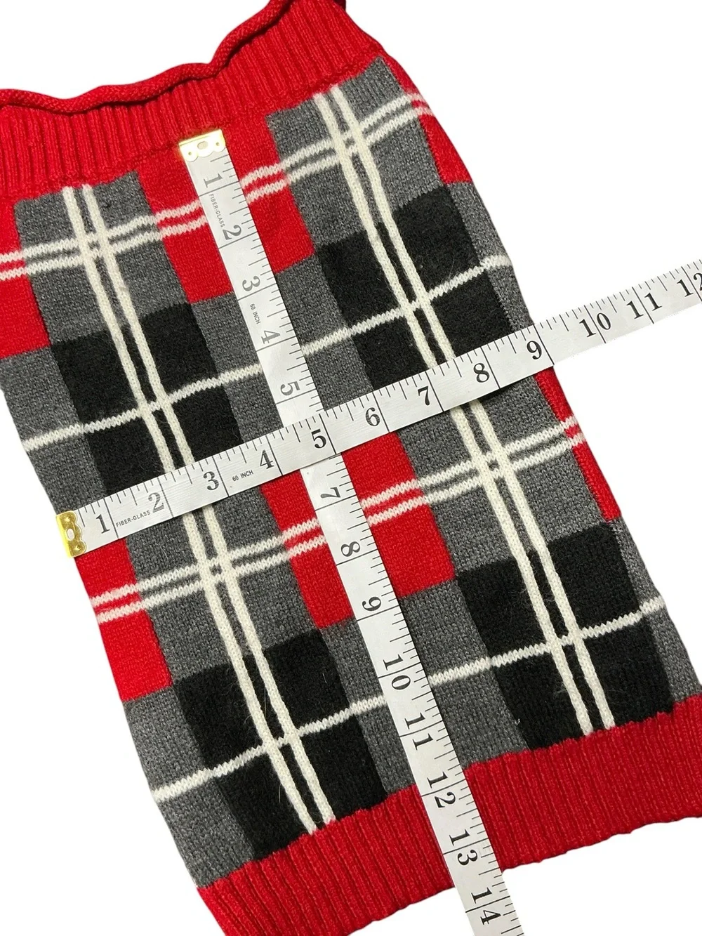 Plaid Knit Dog Sweater Pup Crew Size L
